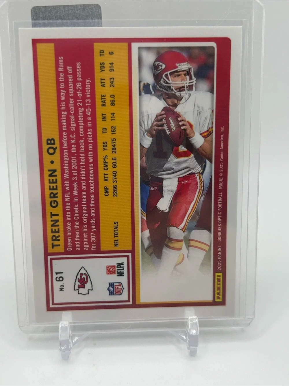 Trent Green Kansas City Chiefs Football Trading Card 🏈